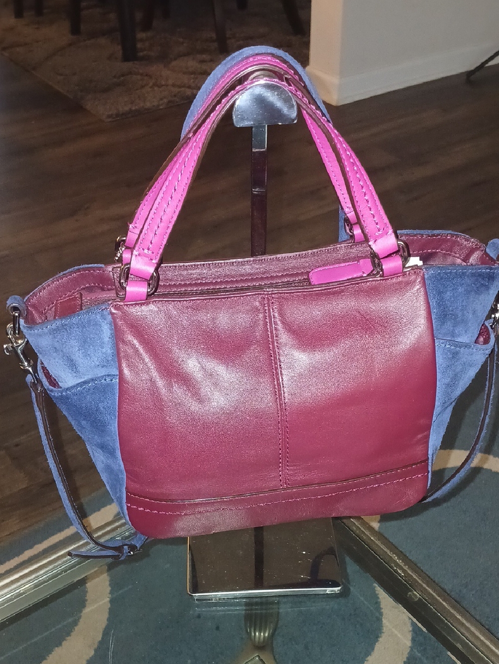Coach Park Colorblock Leather And Suede Crossbody Satchel - Picture 9 of 9